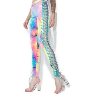 J Valentine Synesthesia Velvet Lace-Up Leggings